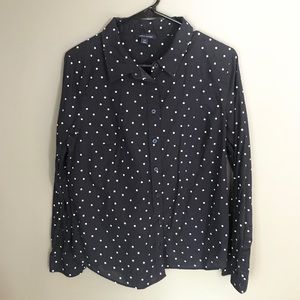 Ladies Tommy Hilfiger Navy polka dot button down